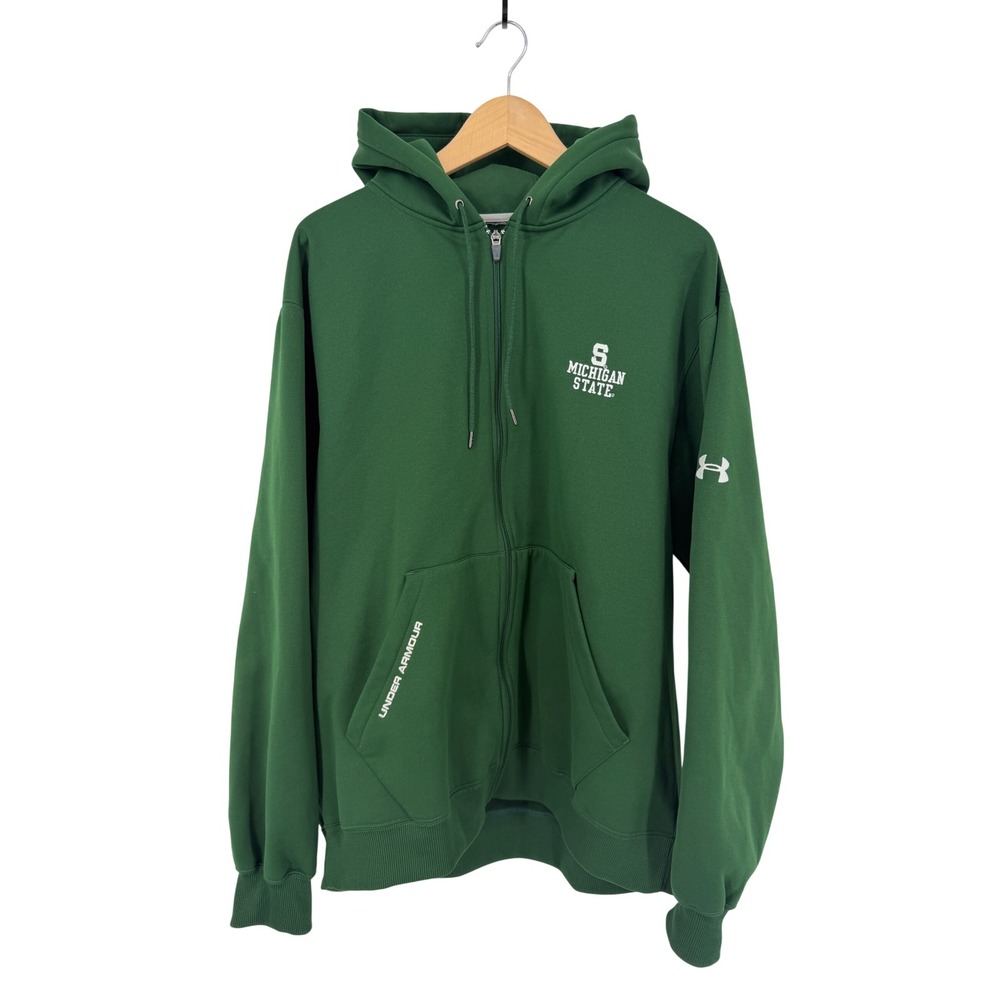 Under Armour Michigan State Spartans Mens Full Zip Hoodie Green Size XL